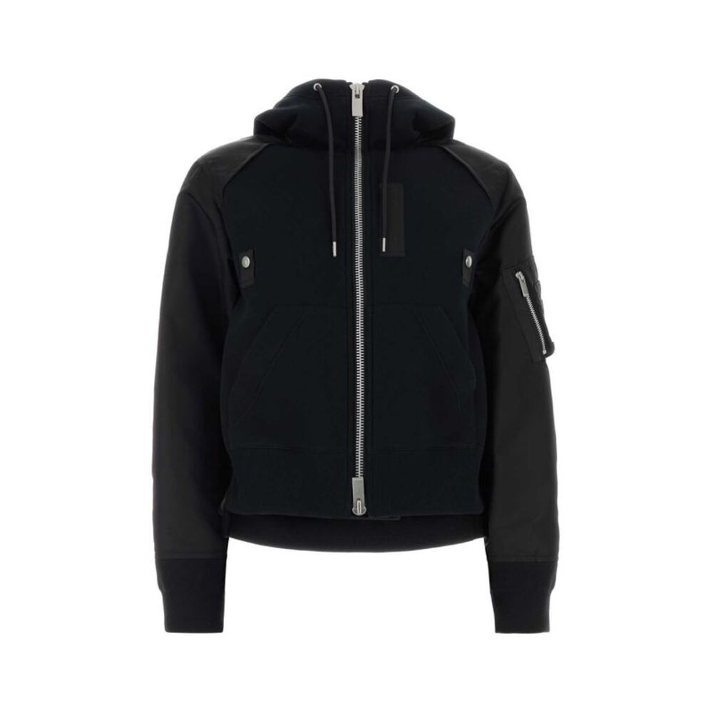 Sacai Women Two-Tone Jersey And Nylon Bomber Jacket